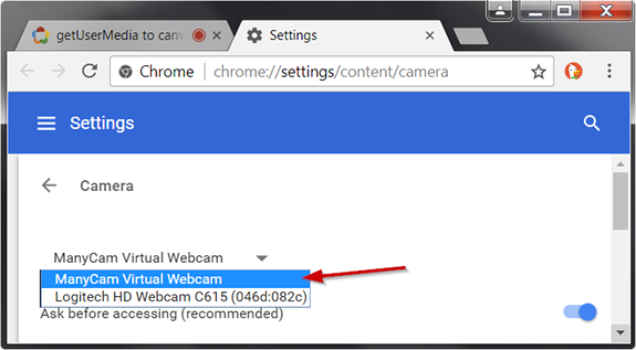 chrome webcam settings