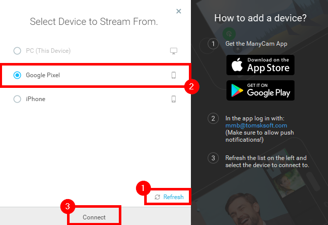 How to add a mobile device as a video source ManyCam Help and