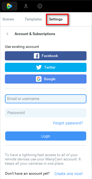 ManyCam account